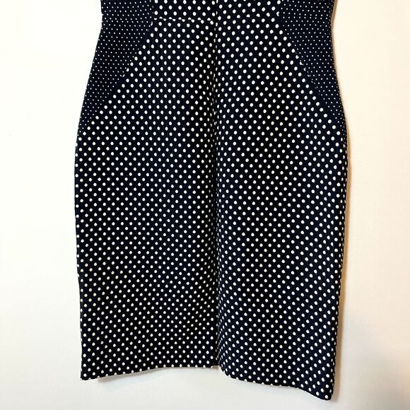 Banana Republic Dress Sheath Polka Dot 0 Navy Blue White Business Casual - Picture 5 of 15